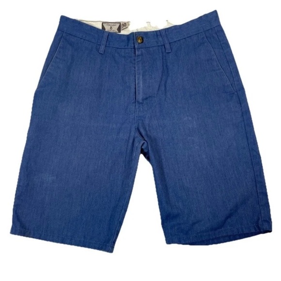 VOLCOM Blue Modern Denim Look Chambray Sea Chino Shorts Mens Size 30 Summer Dude - Picture 1 of 16